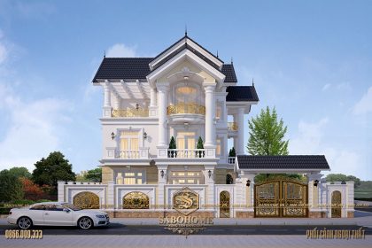Biệt thự trắng tân cổ điển 3 tầng diện tích 130m2 sang trọng ở Quảng Ninh BT180004